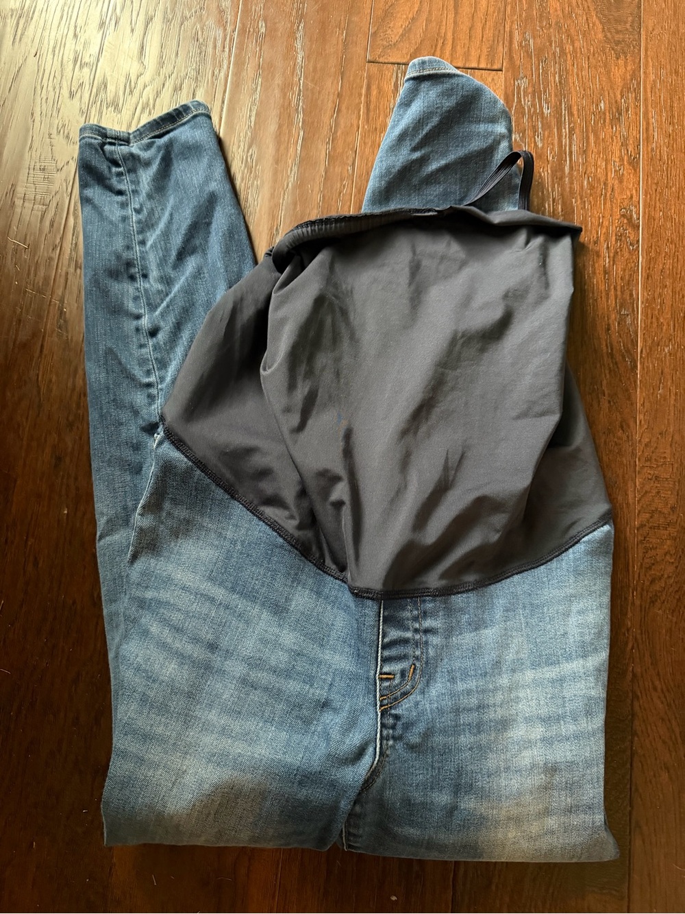 Blue Denim Maternity Jeans with navy belly Panel